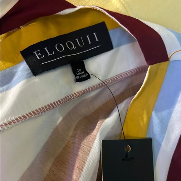 NWT ELOQUII Women's striped plunging v midi summer dress 20 - Picture 2 of 5